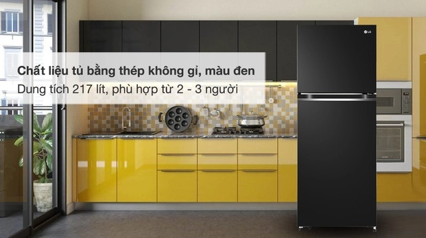 thiết kế tinh tế, sang trọng của tủ lạnh LG Inverter 217 lít GV-B212WB