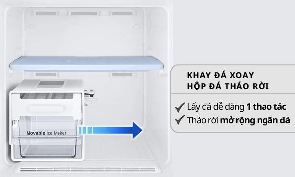 Tủ lạnh Samsung Inverter 236 lít RT22M4032BU Khay đá xoay, hộp đá di động